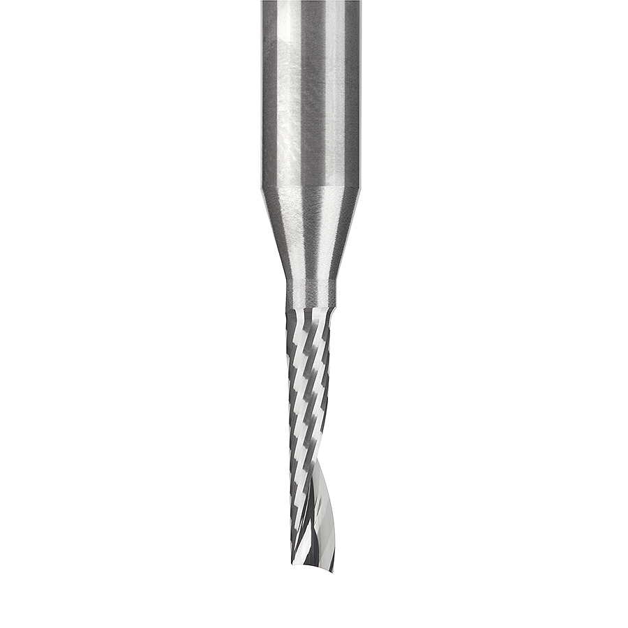 Amana 51445 Solid Carbide CNC Spiral 'O' Single Flute, Plastic Cutting 1/8 Dia x 5/8 x 1/4 Shank x 2-1/2 Inch Long Up-Cut Router Bit