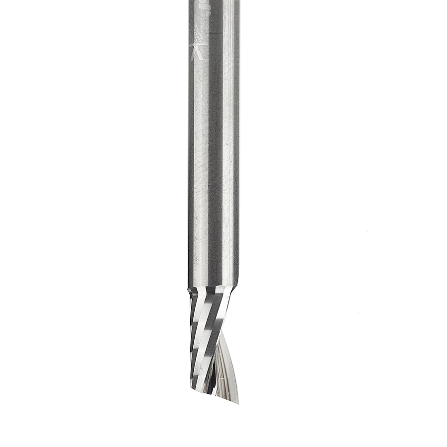 Amana 51448 Solid Carbide CNC Spiral 'O' Single Flute, Plastic Cutting 3/16 Dia x 3/8 x 3/16 Shank x 2 Inch Long Up-Cut Router Bit