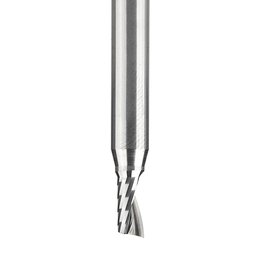 Amana 51449 Solid Carbide CNC Spiral 'O' Single Flute, Plastic Cutting 3/16 Dia x 3/8 x 1/4 Shank x 2 Inch Long Up-Cut Router Bit