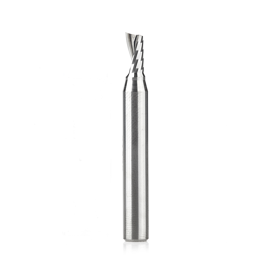 Amana 51449 Solid Carbide CNC Spiral 'O' Single Flute, Plastic Cutting 3/16 Dia x 3/8 x 1/4 Shank x 2 Inch Long Up-Cut Router Bit