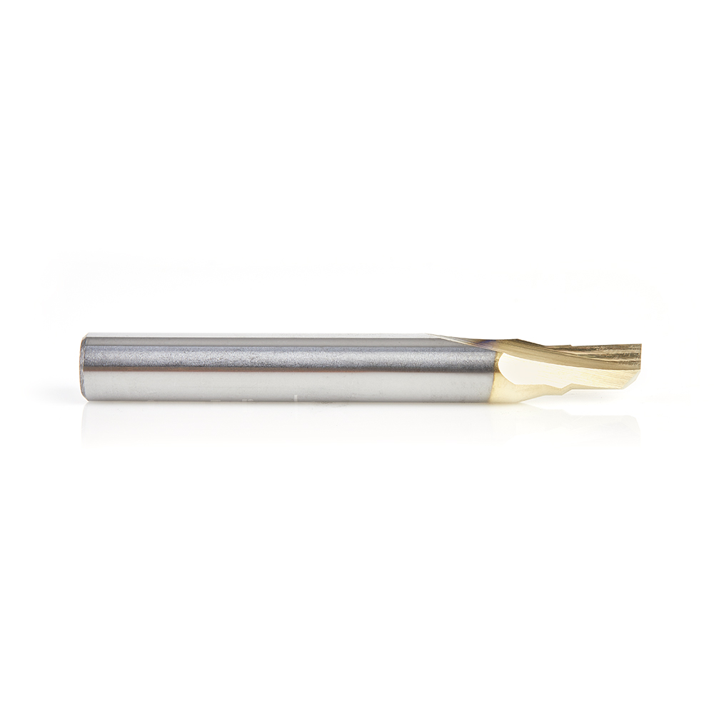 Amana 51450 Soft Aluminum Cutting 3/16 Dia x 1/4 x 1/4 Shank Single Flute Up-Cut (Up Shear) Solid Carbide ZrN Coated
