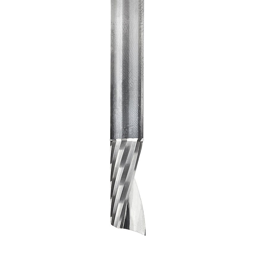 Amana 51451 Solid Carbide CNC Spiral 'O' Single Flute, Aluminum Cutting 9/32 Dia x 5/8 x 1/4 Shank x 2 Inch Long Up-Cut Router Bit with Mirror Finish