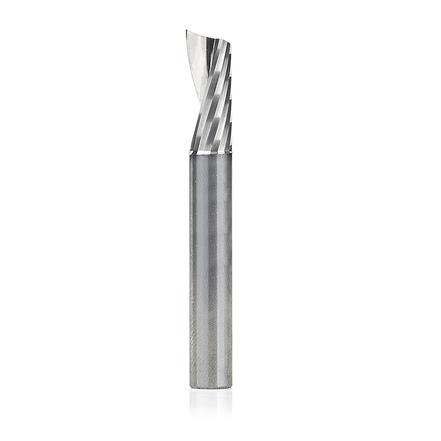 Amana 51451 Solid Carbide CNC Spiral 'O' Single Flute, Aluminum Cutting 9/32 Dia x 5/8 x 1/4 Shank x 2 Inch Long Up-Cut Router Bit with Mirror Finish