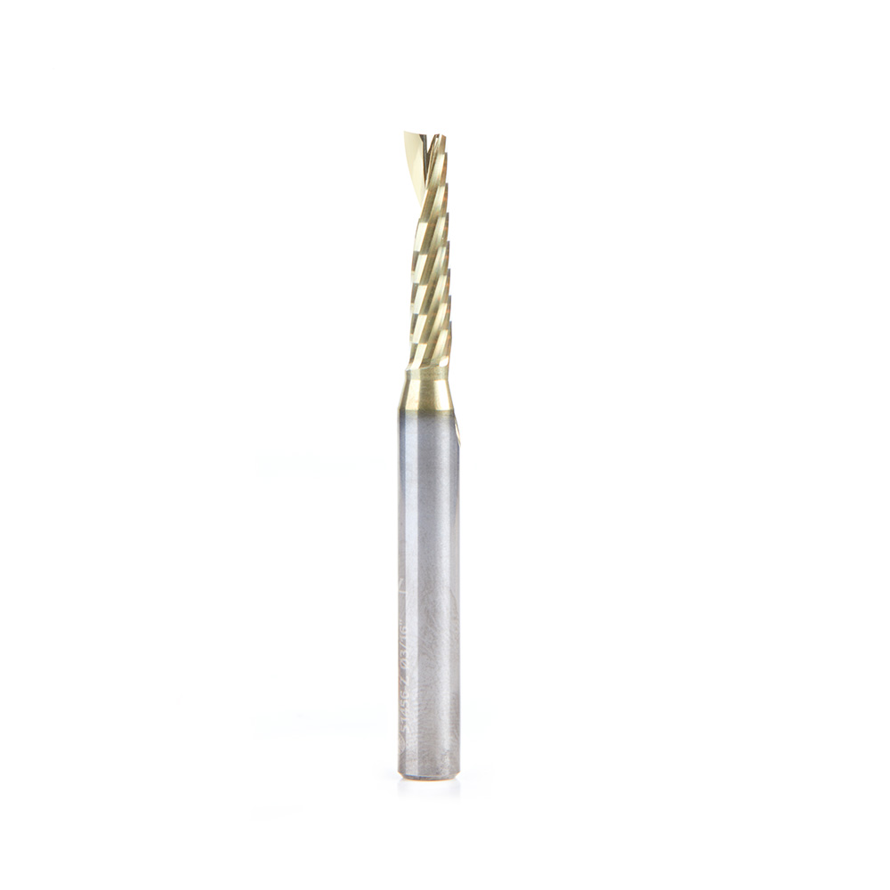 Amana 51456-Z Solid Carbide CNC Spiral 'O' Flute, Aluminum Cutting 3/16 Dia x 7/8 x 1/4 Shank Up-Cut ZrN Coated Router Bit