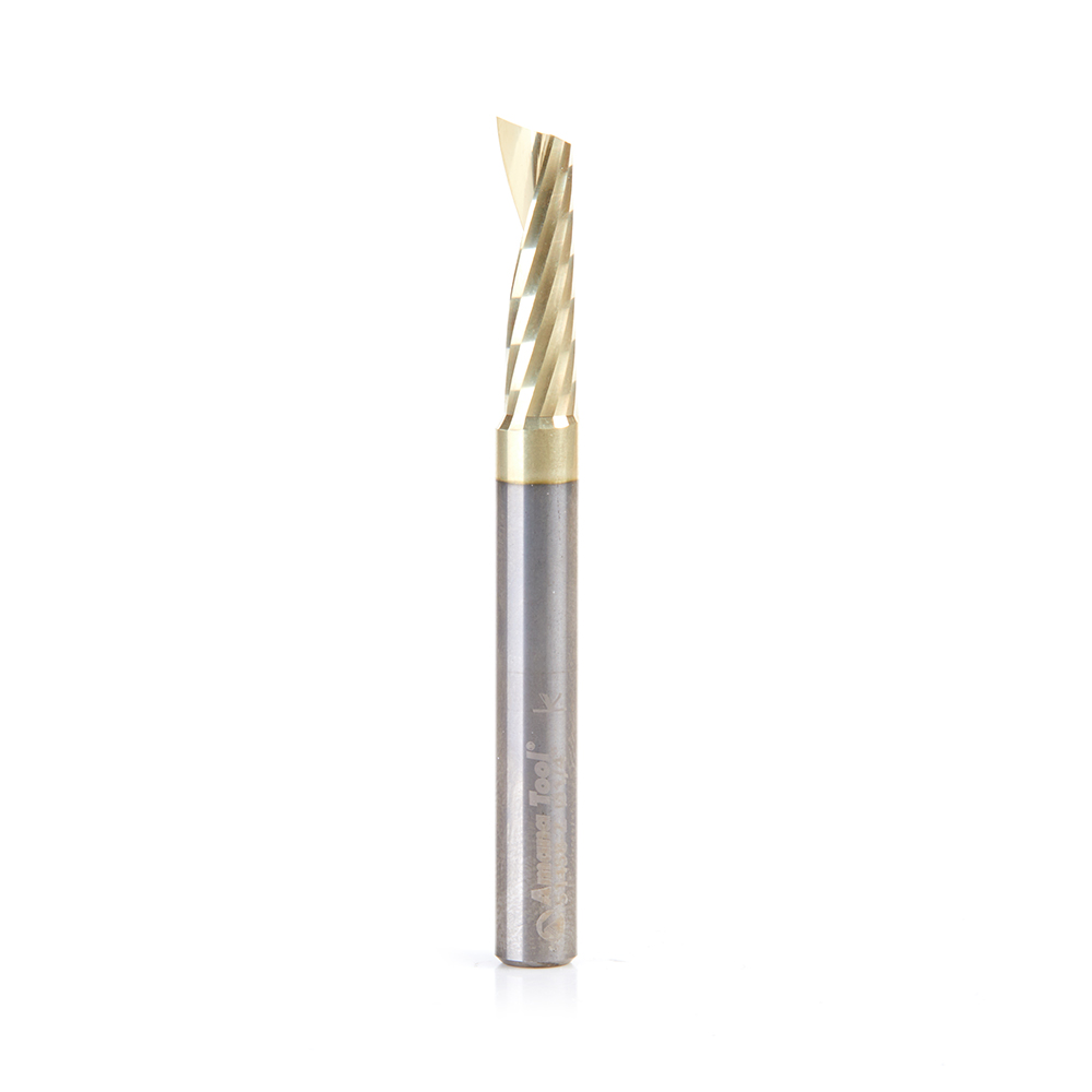 Amana 51458-Z Solid Carbide CNC Spiral 'O' Flute, Aluminum Cutting 1/4 Dia x 7/8 x 1/4 Shank Up-Cut ZrN Coated Router Bit