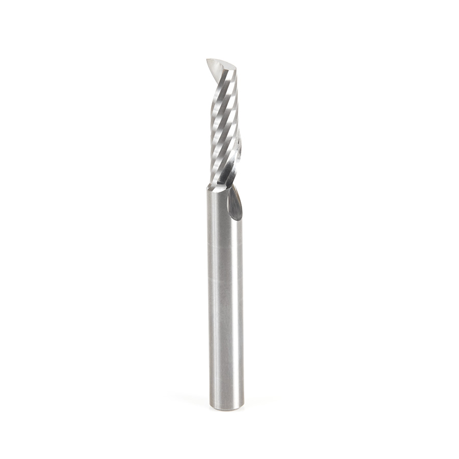 Amana 51458 Solid Carbide CNC Spiral 'O' Single Flute, Aluminum Cutting 1/4 Dia x 7/8 x 1/4 Shank x 2-1/2 Inch Long Up-Cut Router Bit