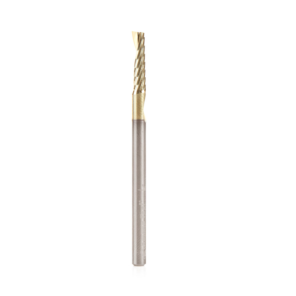 Amana 51459-Z Solid Carbide CNC Spiral 'O' Flute, Aluminum Cutting 1/8 Dia x 1/2 x 1/8 Shank Up-Cut ZrN Coated Router Bit