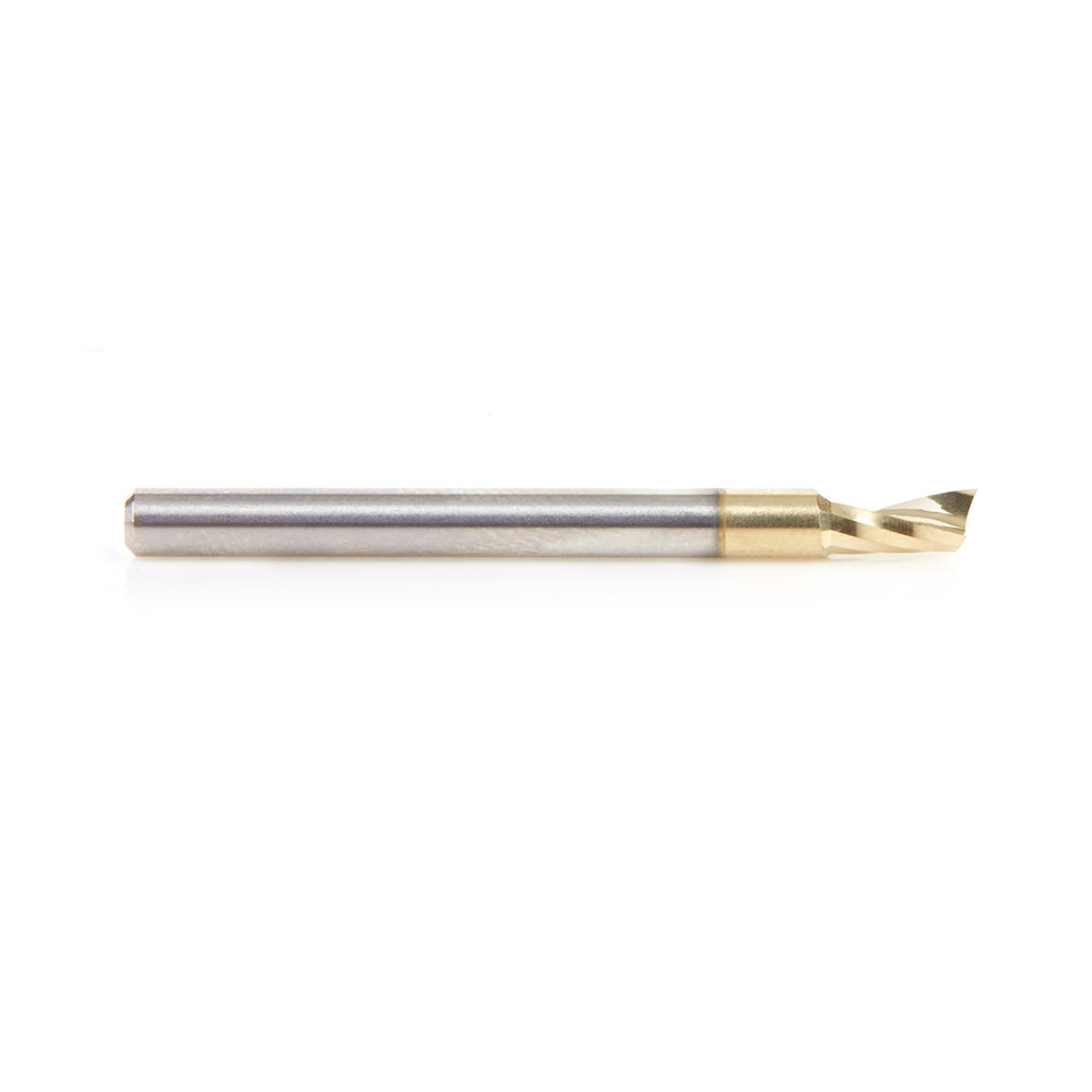 Amana 51471-Z Solid Carbide CNC Spiral 'O' Flute, Aluminum Cutting 1/8 Dia x 1/4 x 1/8 Shank Up-Cut ZrN Coated Router Bit