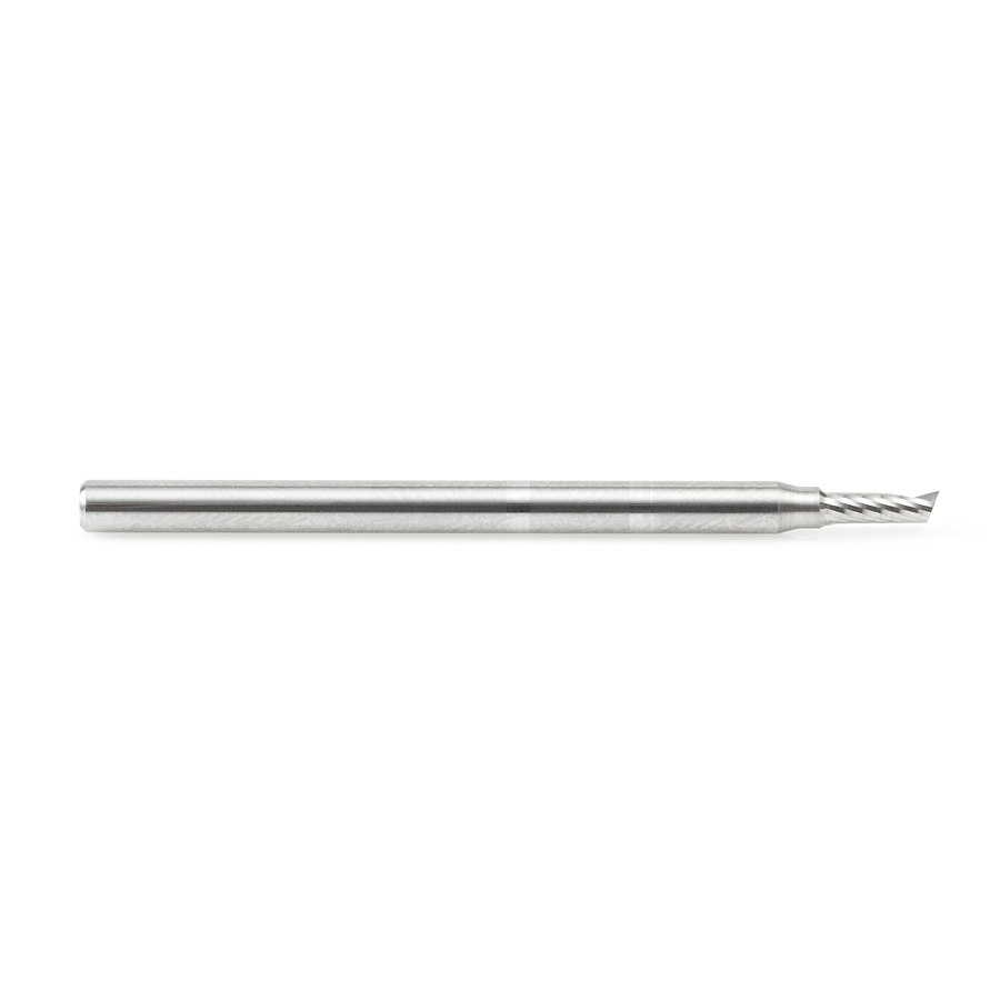 Amana 51472 Solid Carbide CNC Spiral 'O' Single Flute, Aluminum Cutting 3/32 Dia x 1/4 x 1/8 Shank x 2 Inch Long Up-Cut Router Bit