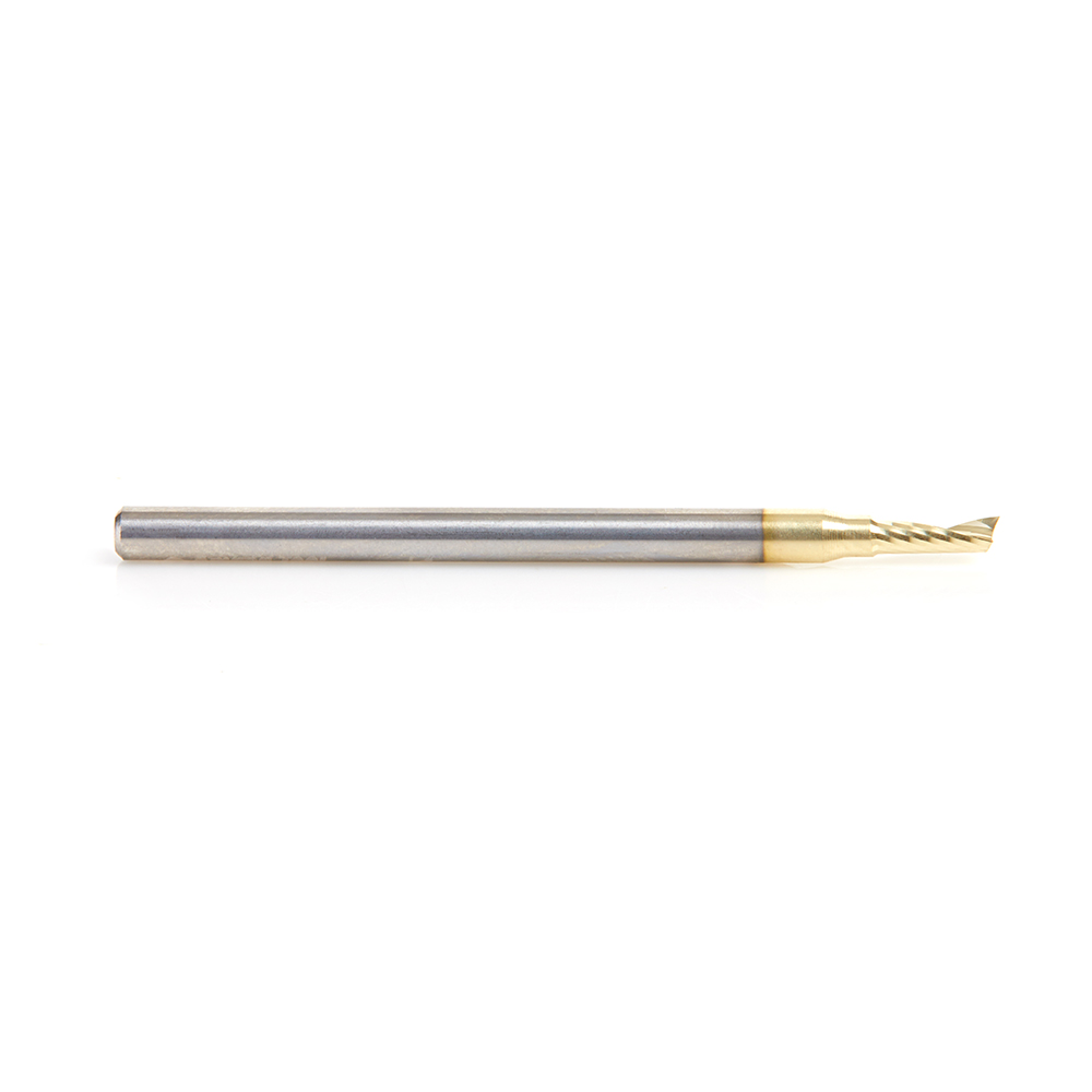 Amana 51472-Z Solid Carbide CNC Spiral 'O' Flute, Aluminum Cutting 3/32 Dia x 1/4 x 1/8 Shank Up-Cut ZrN Coated Router Bit