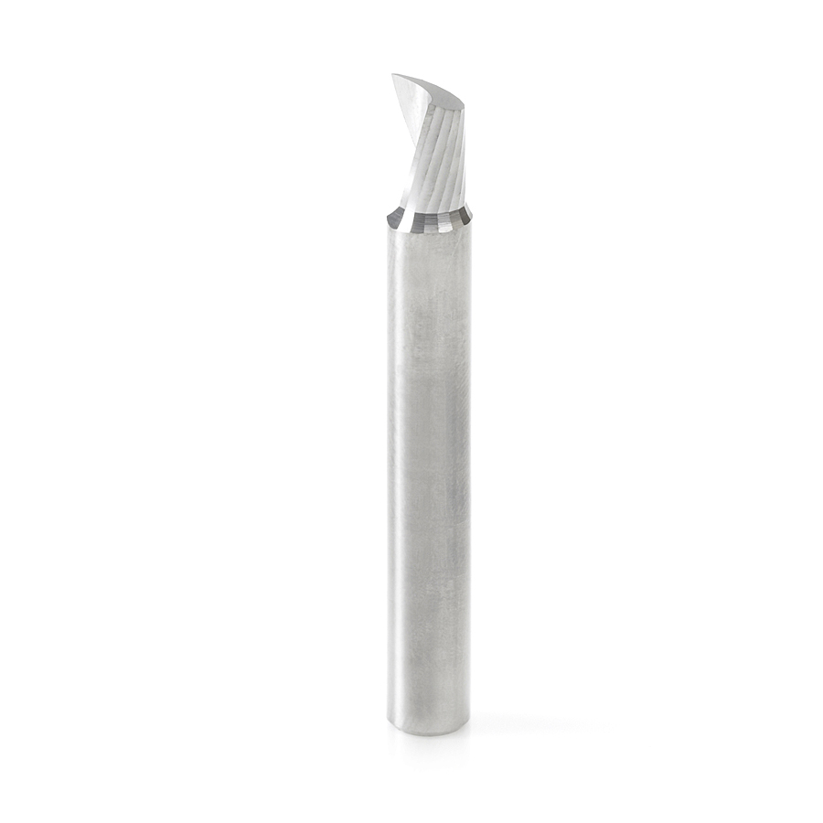 Amana 51479 Solid Carbide CNC Spiral 'O' Single Flute, Aluminum Cutting 1/4 Dia x 3/8 x 1/4 Shank x 2 Inch Long Up-Cut Router Bit