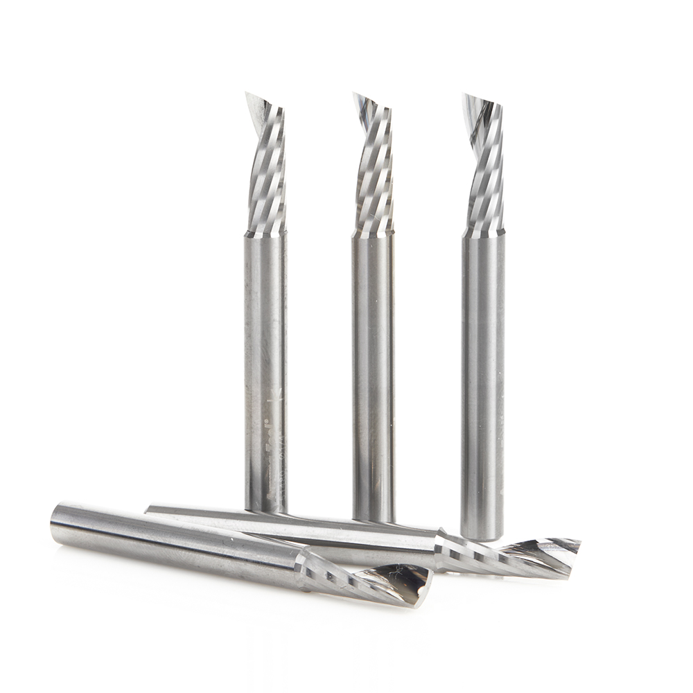 Amana 51480-5 5-Pack Solid Carbide CNC Spiral 'O' Single Flute, Aluminum Cutting 1/4 Dia x 3/4 x 1/4 Shank x 2-1/2 Inch Long Up-Cut Router Bit