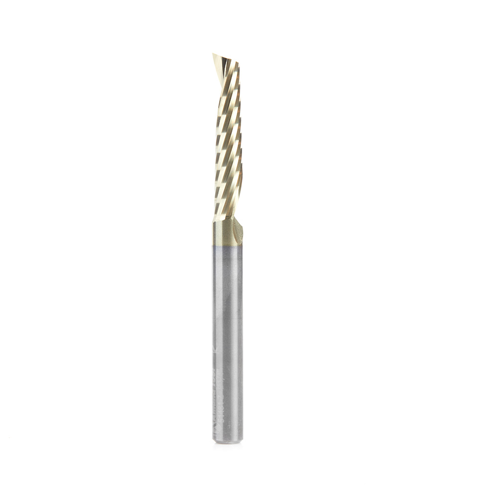 Amana 51481-Z Solid Carbide CNC Spiral 'O' Flute, Aluminum Cutting 1/4 Dia x 1-1/4 x 1/4 Shank Up-Cut ZrN Coated Router Bit