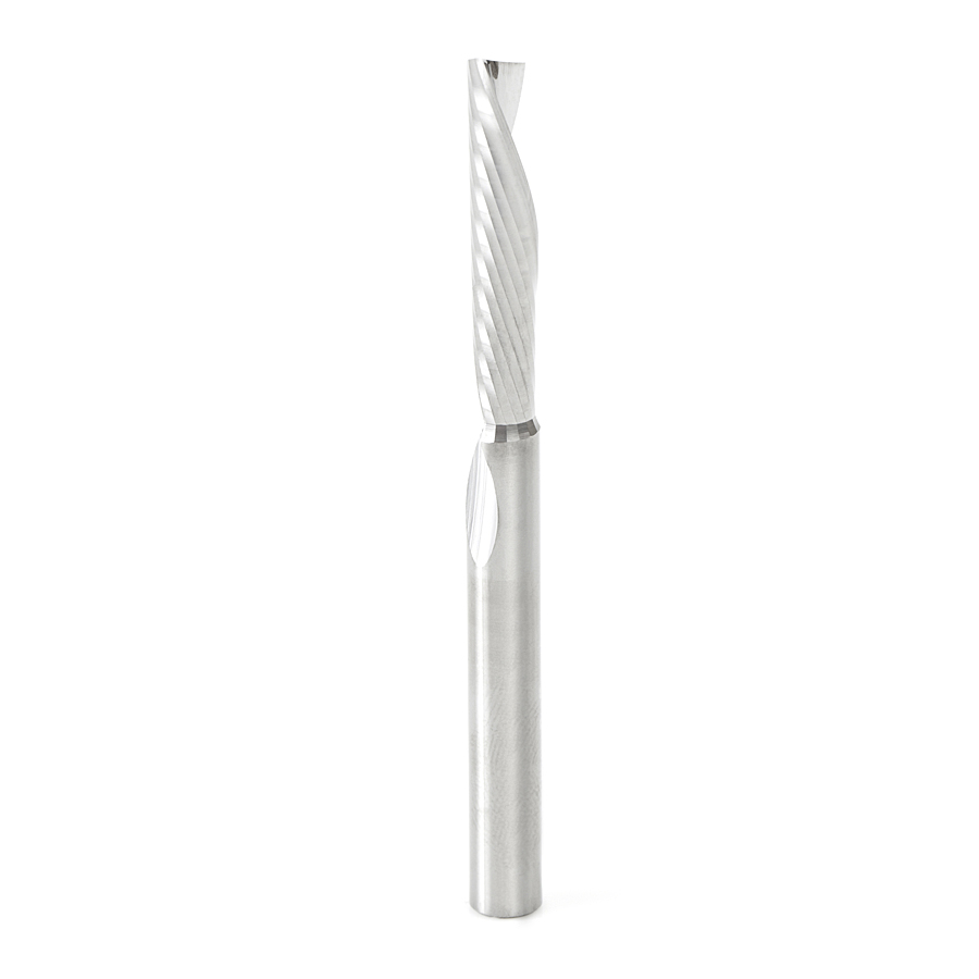 Amana 51481 Solid Carbide CNC Spiral 'O' Single Flute, Aluminum Cutting 1/4 Dia x 1-1/4 x 1/4 Shank x 3 Inch Long Up-Cut Router Bit