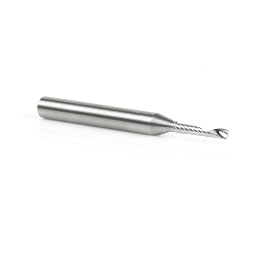 Amana 51482 Solid Carbide CNC Spiral 'O' Single Flute, Aluminum Cutting 1/8 Dia x 5/8 x 1/4 Shank x 2-1/2 Inch Long Up-Cut Router Bit