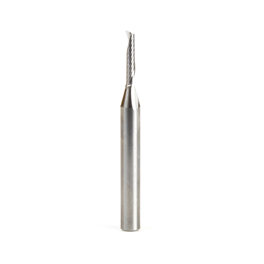 Amana 51482 Solid Carbide CNC Spiral 'O' Single Flute, Aluminum Cutting 1/8 Dia x 5/8 x 1/4 Shank x 2-1/2 Inch Long Up-Cut Router Bit