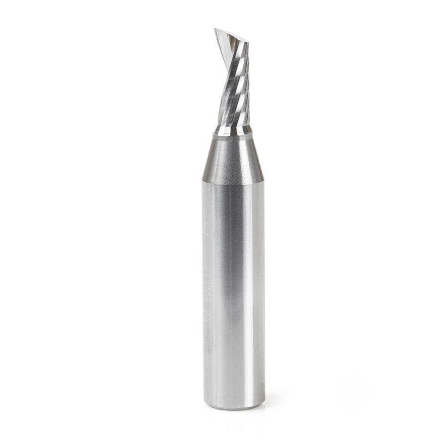 Amana 51483 Solid Carbide CNC Spiral 'O' Single Flute, Aluminum Cutting 5/16 Dia x 3/4 x 1/2 Shank x 3 Inch Long Up-Cut Router Bit