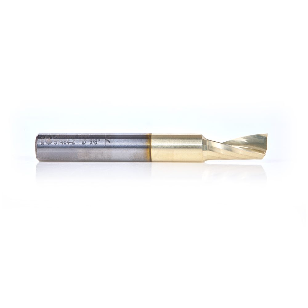 Amana 51484-Z Solid Carbide CNC Spiral 'O' Flute, Aluminum Cutting 3/8 Dia x 3/4 x 3/8 Shank Up-Cut ZrN Coated Router Bit