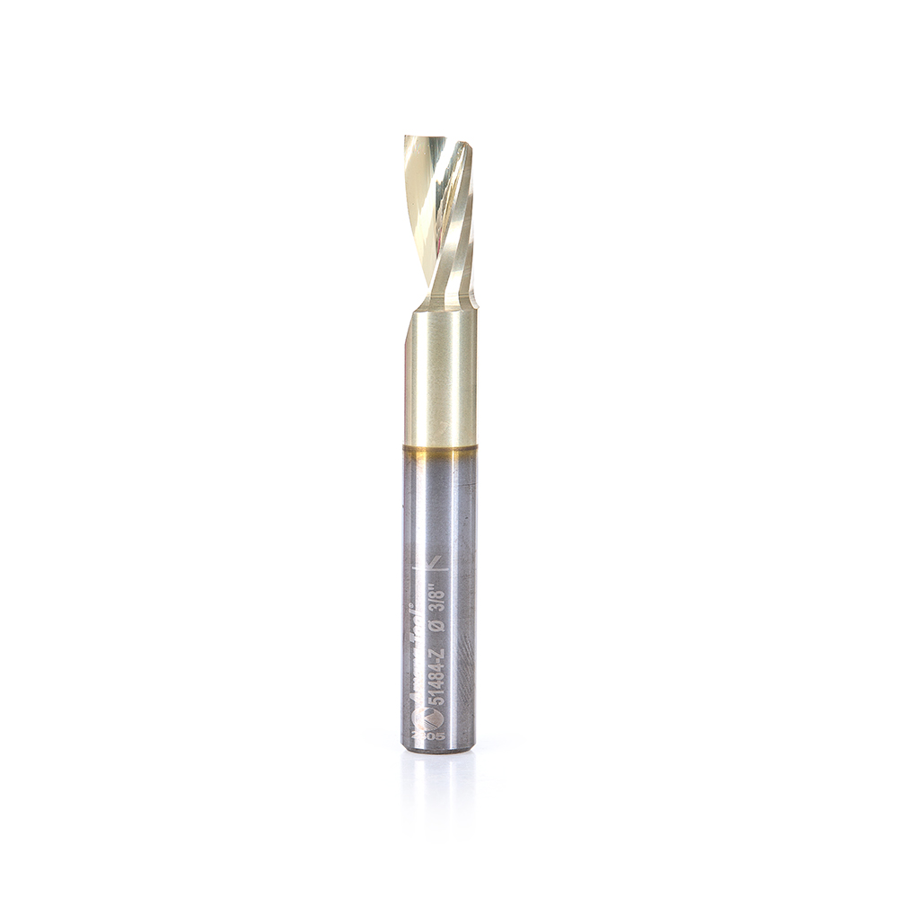 Amana 51484-Z Solid Carbide CNC Spiral 'O' Flute, Aluminum Cutting 3/8 Dia x 3/4 x 3/8 Shank Up-Cut ZrN Coated Router Bit