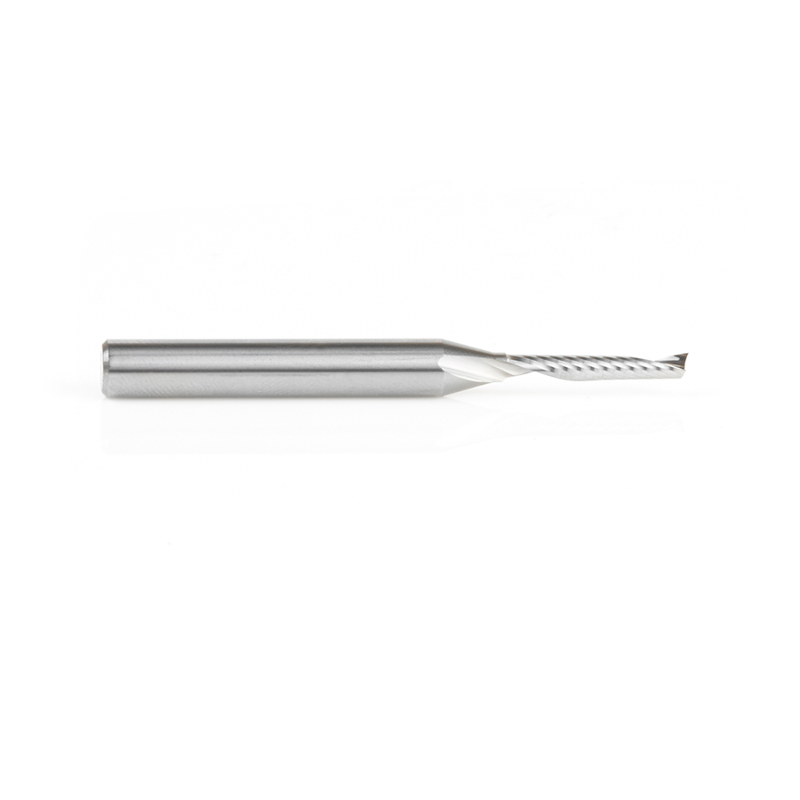 Amana 51486 Solid Carbide CNC Spiral 'O' Single Flute, Aluminum Cutting 1/8 Dia x 3/4 x 1/4 Shank x 2-1/2 Inch Long Up-Cut Router Bit
