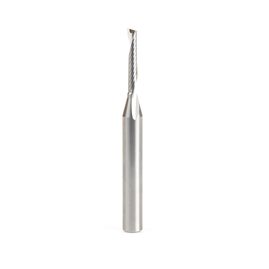Amana 51486 Solid Carbide CNC Spiral 'O' Single Flute, Aluminum Cutting 1/8 Dia x 3/4 x 1/4 Shank x 2-1/2 Inch Long Up-Cut Router Bit