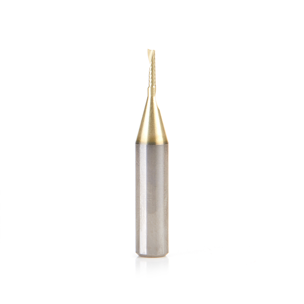Amana 51488-Z Solid Carbide CNC Spiral 'O' Flute, Aluminum Cutting 1/16 Dia x 1/4 x 1/4 Shank Up-Cut ZrN Coated Router Bit