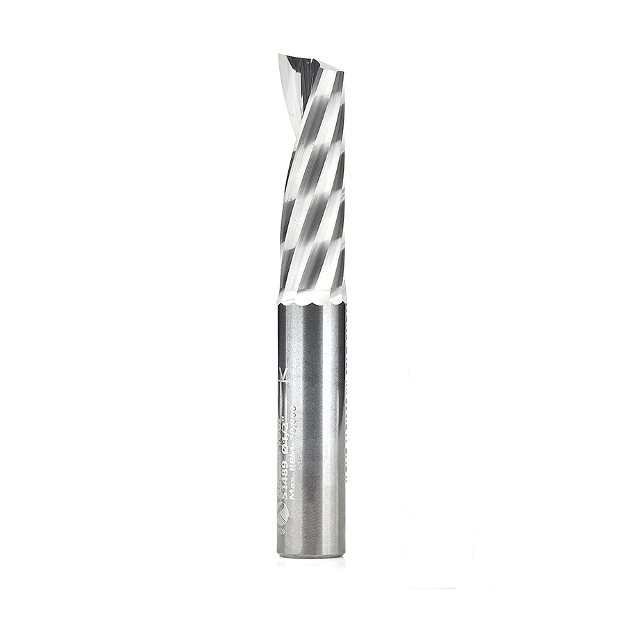 Amana 51489 Solid Carbide CNC Spiral 'O' Single Flute, Aluminum Cutting 1/2 Dia x 1-5/8 x 1/2 Shank x 3-1/2 Inch Long Up-Cut Router Bit