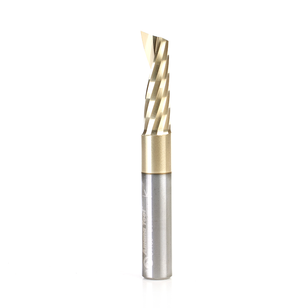 Amana 51498-Z Solid Carbide CNC Spiral 'O' Flute, Aluminum Cutting 8mm Dia x 25mm x 8mm Shank Up-Cut ZrN Coated Router Bit