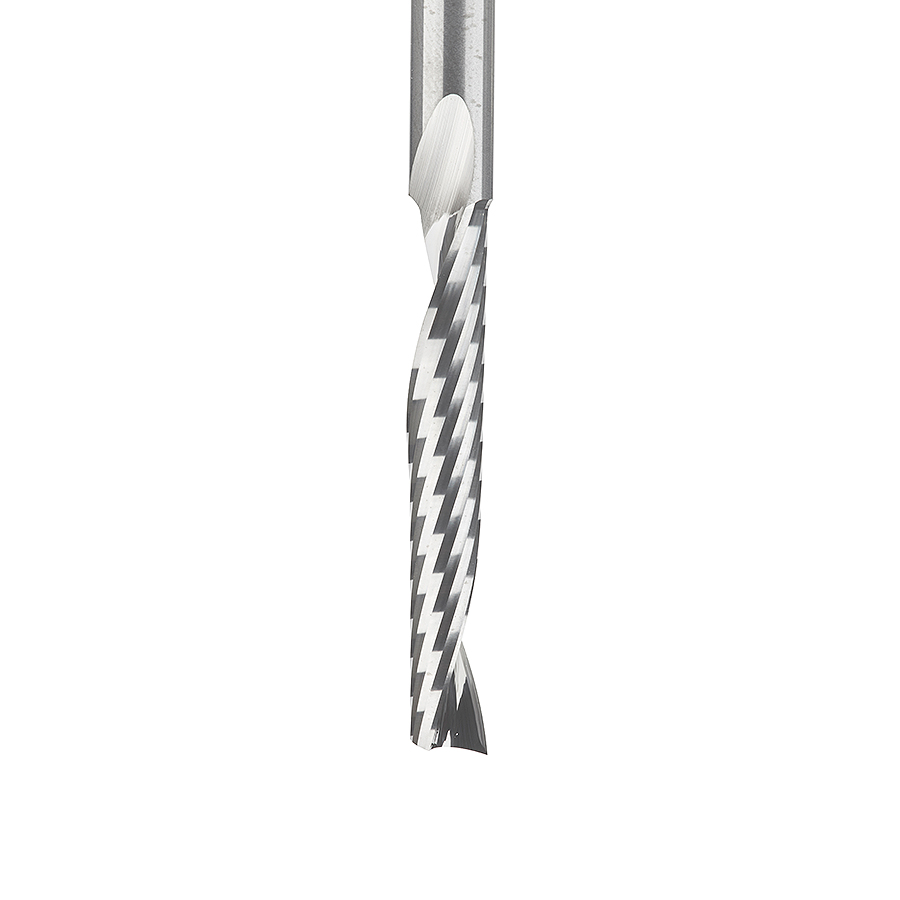 Amana 51499 Metric Solid Carbide CNC Spiral 'O' Single Flute, Plastic Cutting 6mm Dia x 38mm x 6mm Shank x 75mm Long Up-Cut Router Bit