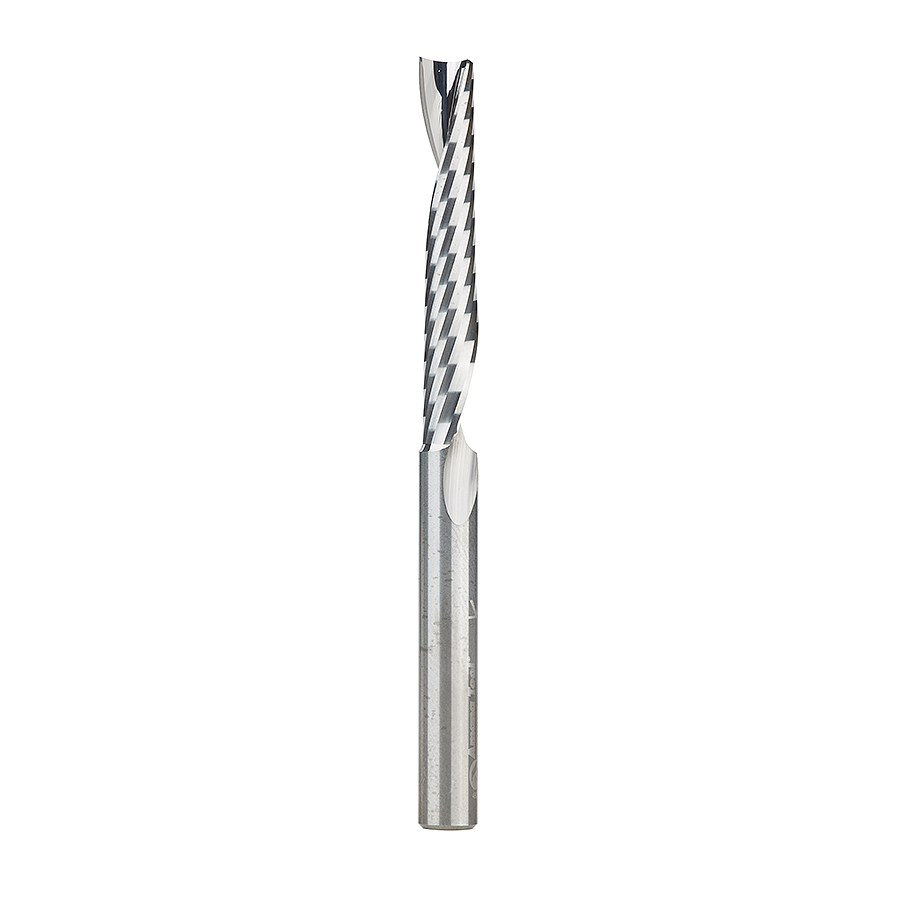 Amana 51499 Metric Solid Carbide CNC Spiral 'O' Single Flute, Plastic Cutting 6mm Dia x 38mm x 6mm Shank x 75mm Long Up-Cut Router Bit