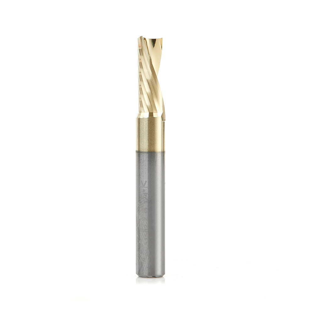 Amana 51502-Z Solid Carbide CNC Spiral 'O' Flute, Aluminum Cutting 1/4 Dia x 5/8 x 1/4 Shank Down-Cut ZrN Coated Router Bit