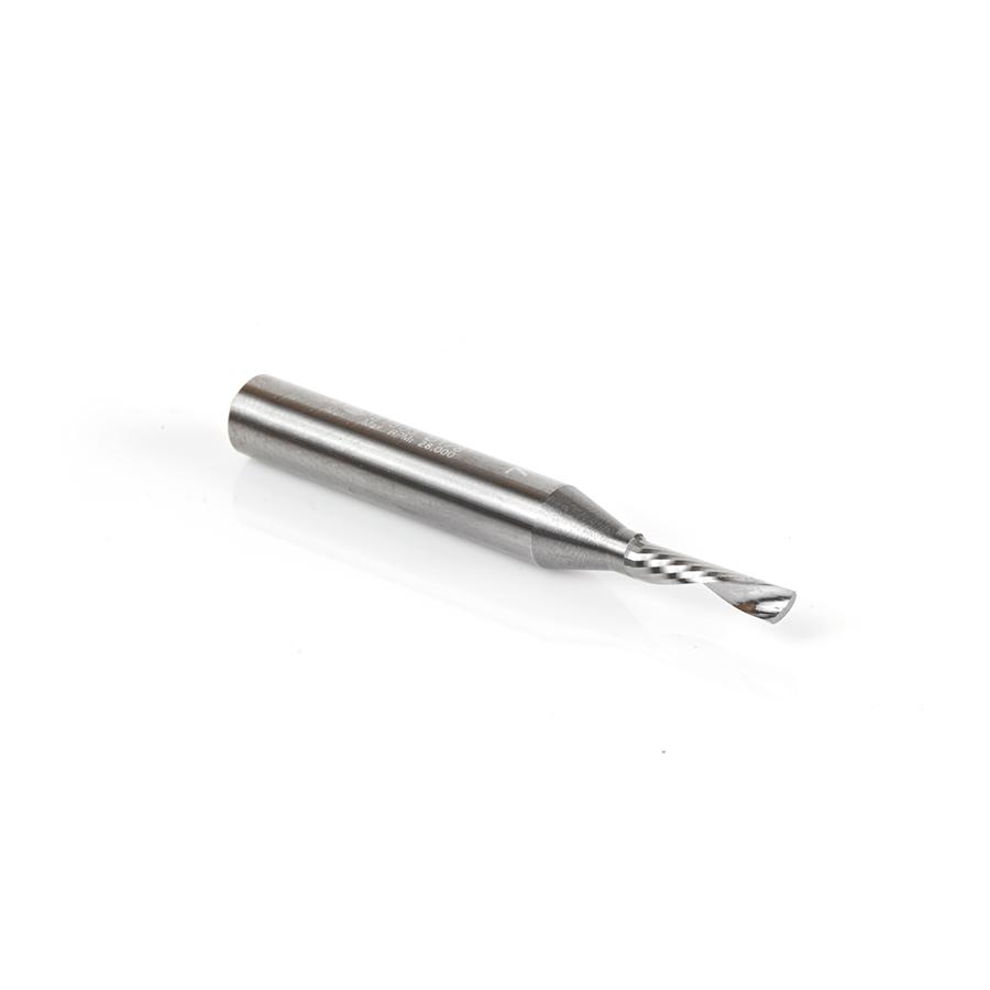 Amana 51503 Solid Carbide CNC Spiral 'O' Flute, Aluminum Cutting 1/8 Dia x 1/2 x 1/4 Shank Down-Cut