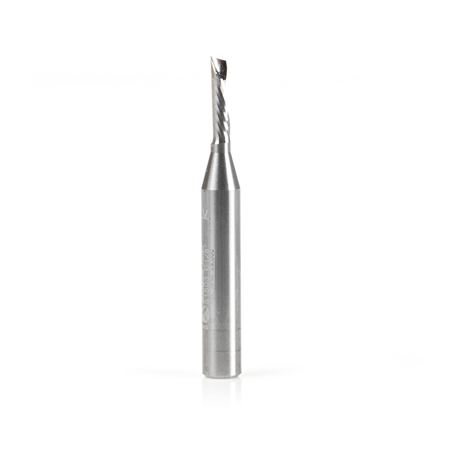 Amana 51503 Solid Carbide CNC Spiral 'O' Flute, Aluminum Cutting 1/8 Dia x 1/2 x 1/4 Shank Down-Cut