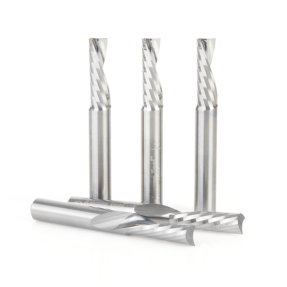 Amana 51504-5 5 Pack Solid Carbide CNC Spiral 'O' Flute, Plastic Cutting 1/4 Dia x 3/4 x 1/4 Inch Shank Down-Cut