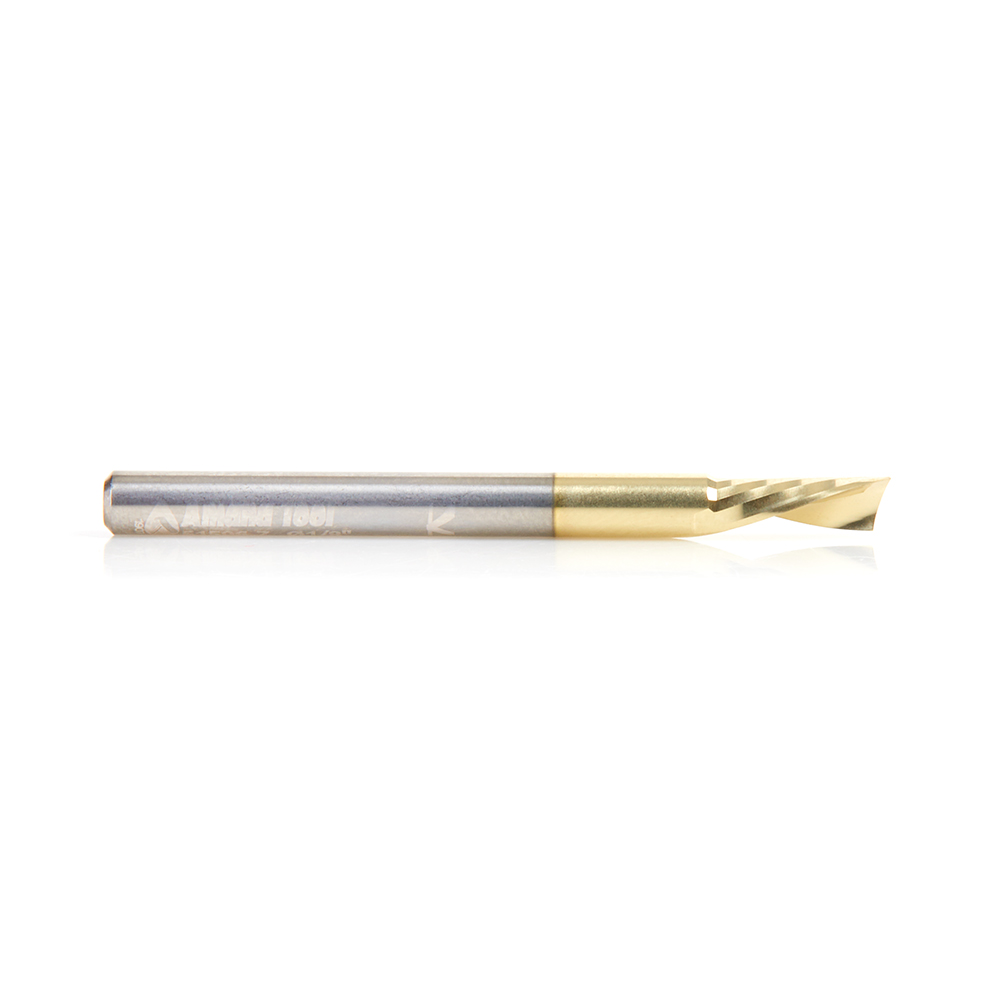 Amana 51506-Z Solid Carbide CNC Spiral 'O' Flute, Aluminum Cutting 1/8 Dia x 5/16 x 1/8 Shank Down-Cut ZrN Coated Router Bit