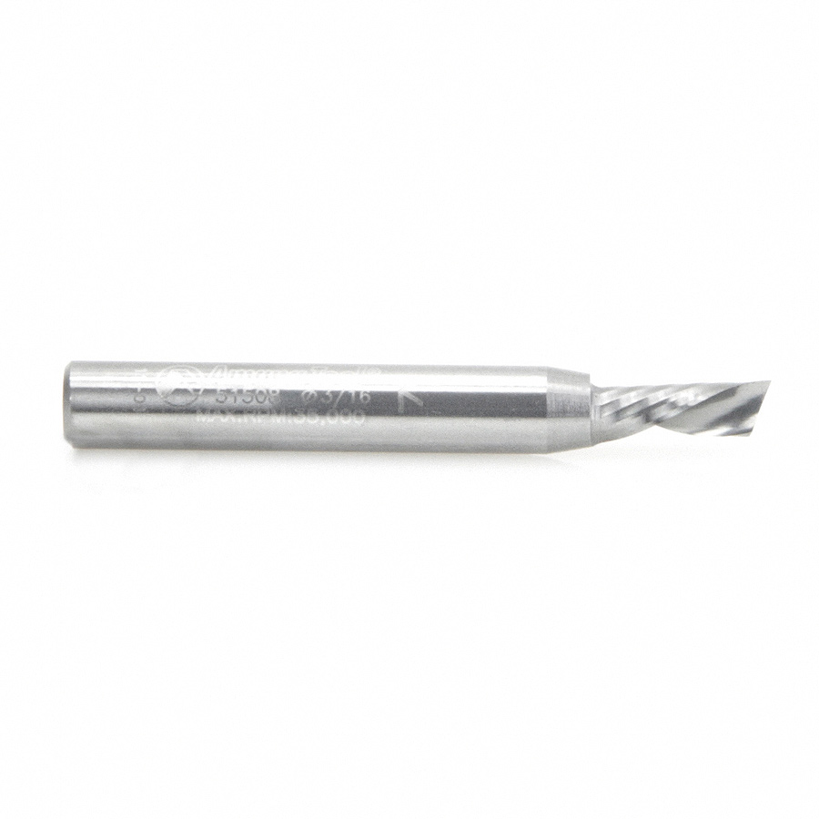 Amana 51508 Solid Carbide CNC Spiral 'O' Flute, Aluminum Cutting 3/16 Dia x 1/2 x 1/4 Inch Shank Down-Cut