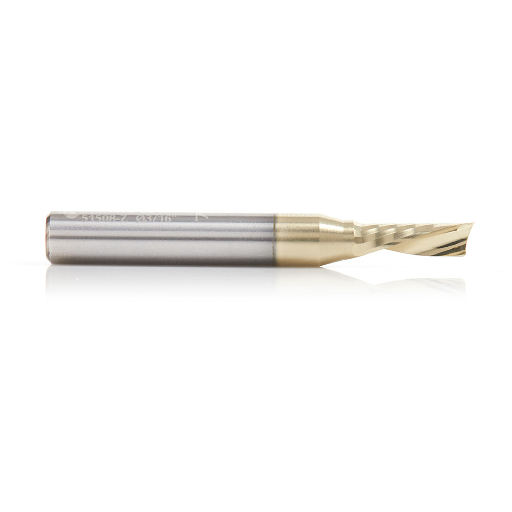 Amana 51508-Z Solid Carbide CNC Spiral 'O' Flute, Aluminum Cutting 3/16 Dia x 1/2 x 1/4 Shank Down-Cut ZrN Coated Router Bit