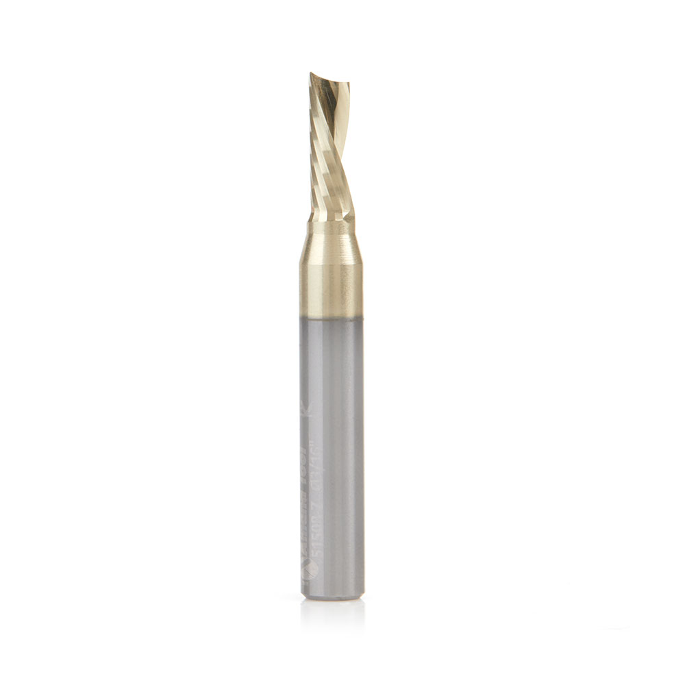 Amana 51508-Z Solid Carbide CNC Spiral 'O' Flute, Aluminum Cutting 3/16 Dia x 1/2 x 1/4 Shank Down-Cut ZrN Coated Router Bit