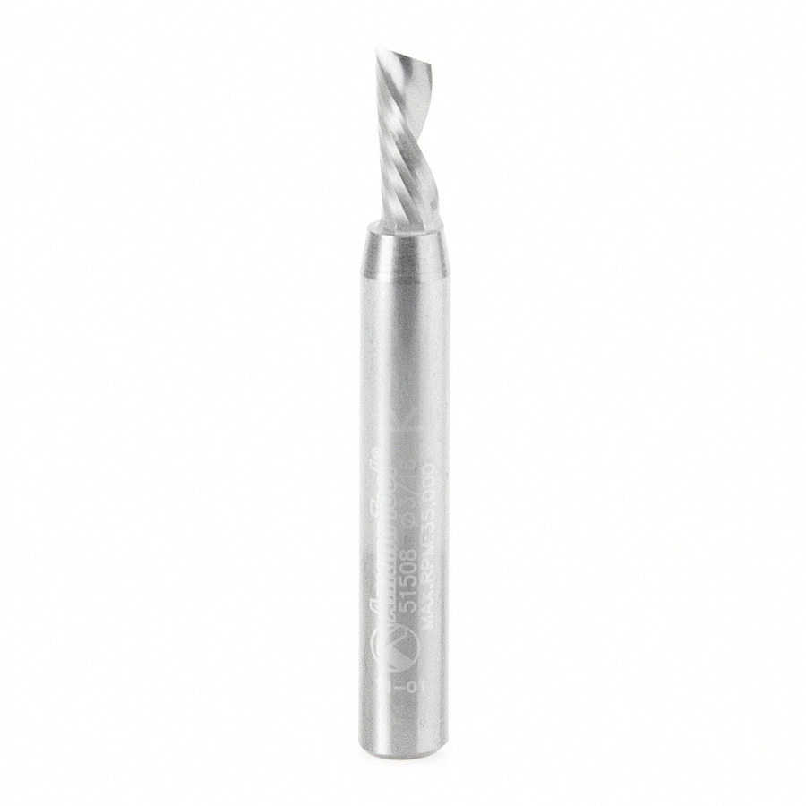 Amana 51508 Solid Carbide CNC Spiral 'O' Flute, Aluminum Cutting 3/16 Dia x 1/2 x 1/4 Inch Shank Down-Cut