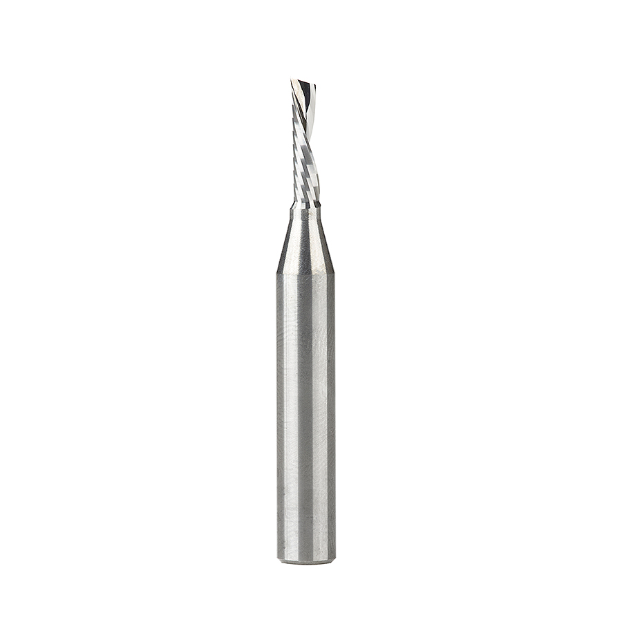 Amana 51511 Solid Carbide CNC Spiral 'O' Single Flute, Plastic Cutting 1/8 Dia x 1/2 x 1/4 Shank x 2 Inch Long Down-Cut Router Bit