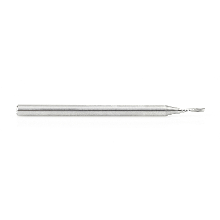 Amana 51515 Solid Carbide CNC Spiral 'O' Single Flute, Plastic Cutting 1/16 Dia x 1/4 x 1/8 Shank x 2 Inch Long Down-Cut Router Bit