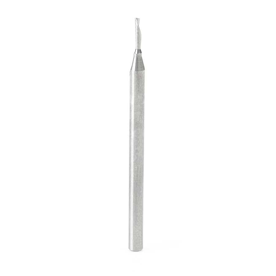 Amana 51515 Solid Carbide CNC Spiral 'O' Single Flute, Plastic Cutting 1/16 Dia x 1/4 x 1/8 Shank x 2 Inch Long Down-Cut Router Bit