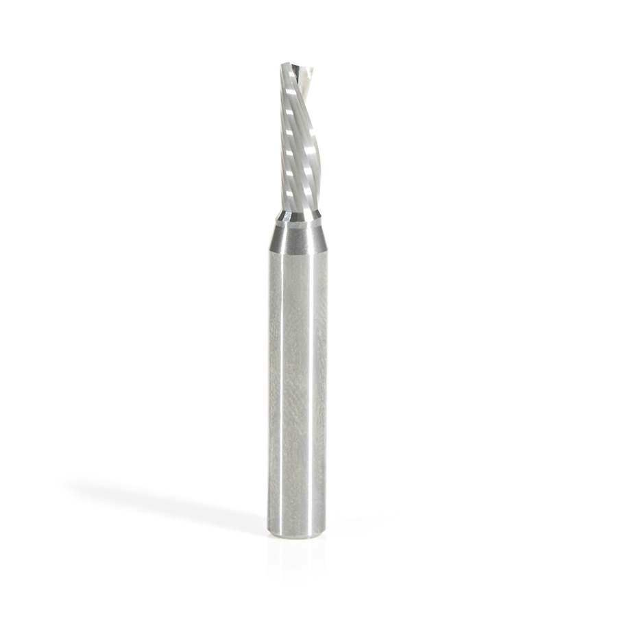 Amana 51517 Solid Carbide CNC Spiral 'O' Single Flute, Plastic Cutting 3/16 Dia x 5/8 x 1/4 Shank x 2 Inch Long Down-Cut Router Bit
