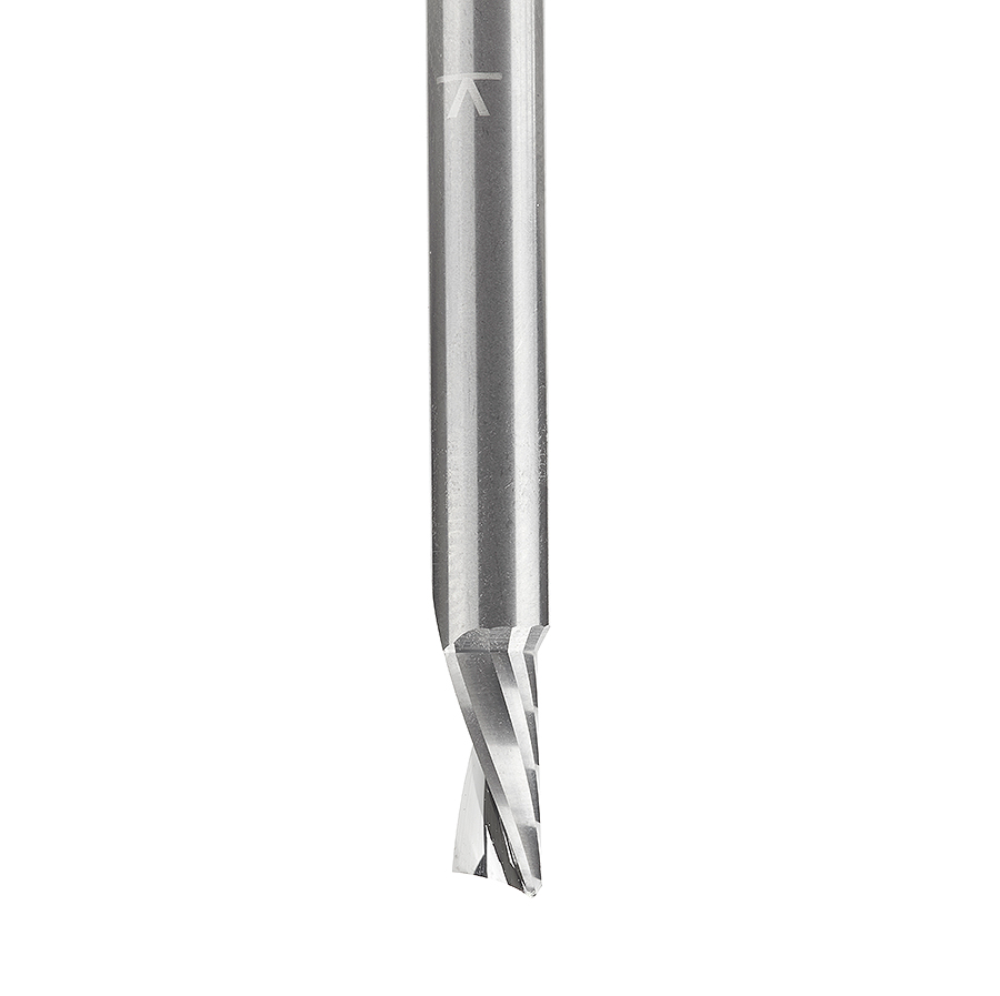 Amana 51518 Solid Carbide CNC Spiral 'O' Single Flute, Plastic Cutting 3/16 Dia x 3/8 x 3/16 Shank x 2 Inch Long Down-Cut Router Bit