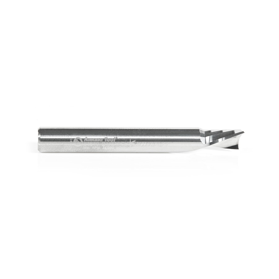 Amana 51519 Solid Carbide CNC Spiral 'O' Single Flute, Plastic Cutting 1/4 Dia x 3/8 x 1/4 Shank x 2 Inch Long Down-Cut Router Bit