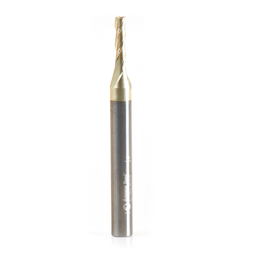 Amana 51521 Solid Carbide CNC Spiral for Glass Reinforced Plastic Cutting 1/8 Dia x 1/2 x 1/4 Shank Up-Cut ZrN Coated Router Bit