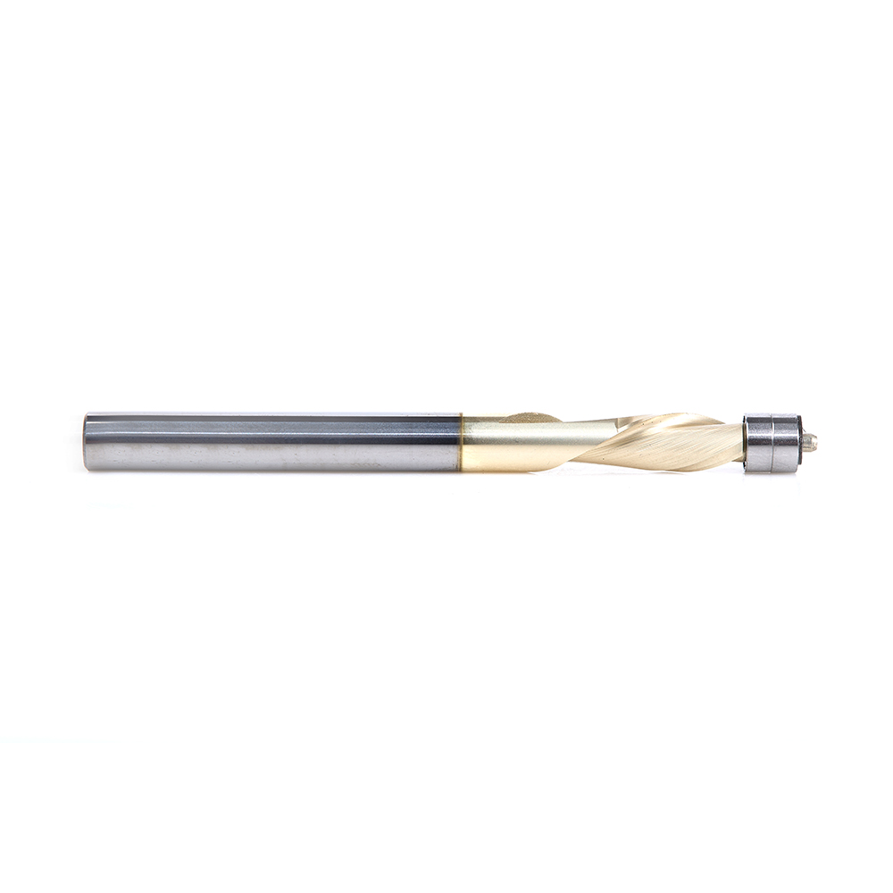 Amana 51522-Z Solid Carbide Aluminum Cutting Flush Trim Spiral ZrN Coated Down-Cut 1/4 Dia x 1/2 x 1/4 Inch Shank