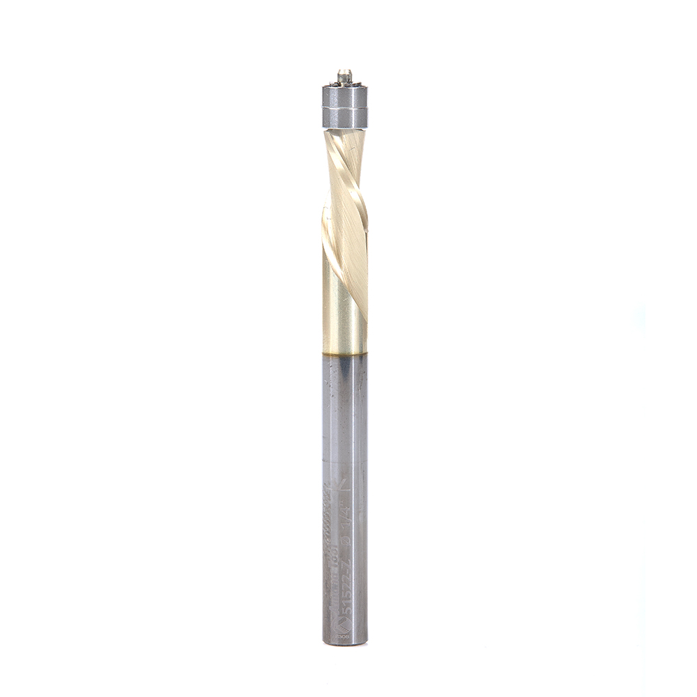 Amana 51522-Z Solid Carbide Aluminum Cutting Flush Trim Spiral ZrN Coated Down-Cut 1/4 Dia x 1/2 x 1/4 Inch Shank