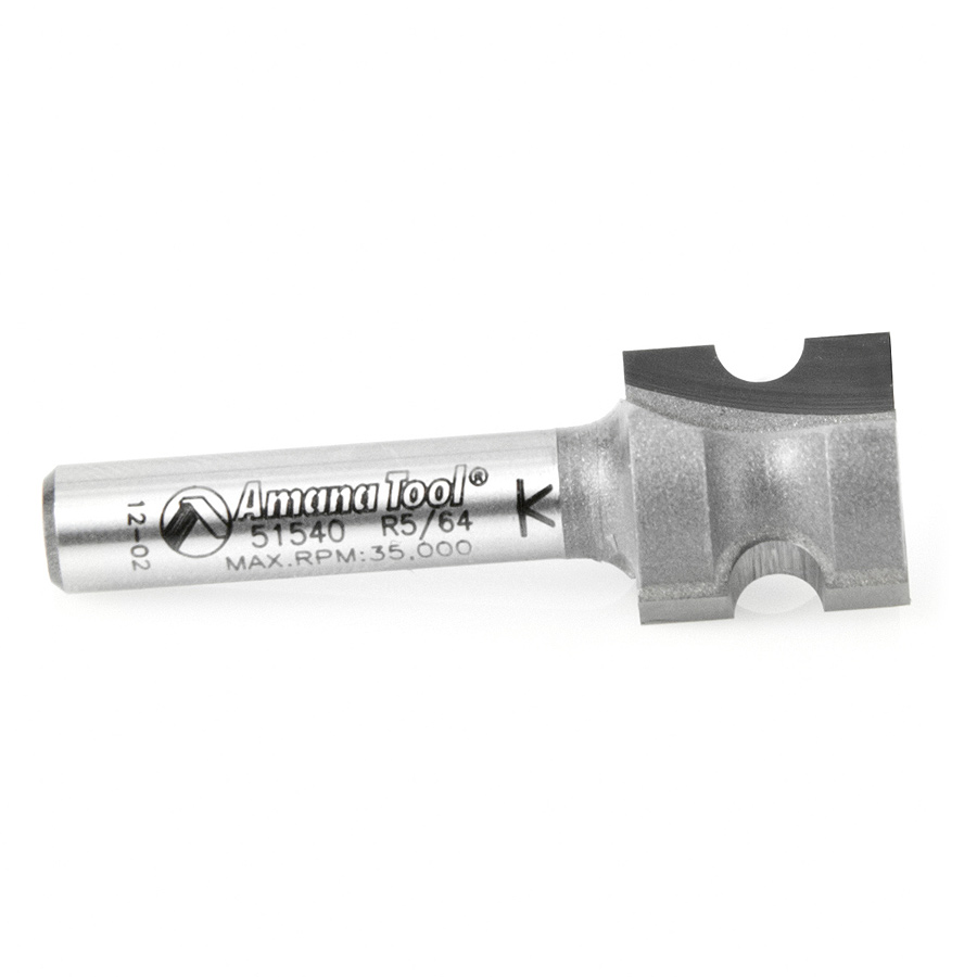 Amana 51540 Carbide Tipped Bullnose 5/64 Radius x 17/32 Dia x 1/2 x 1/4 Inch Shank