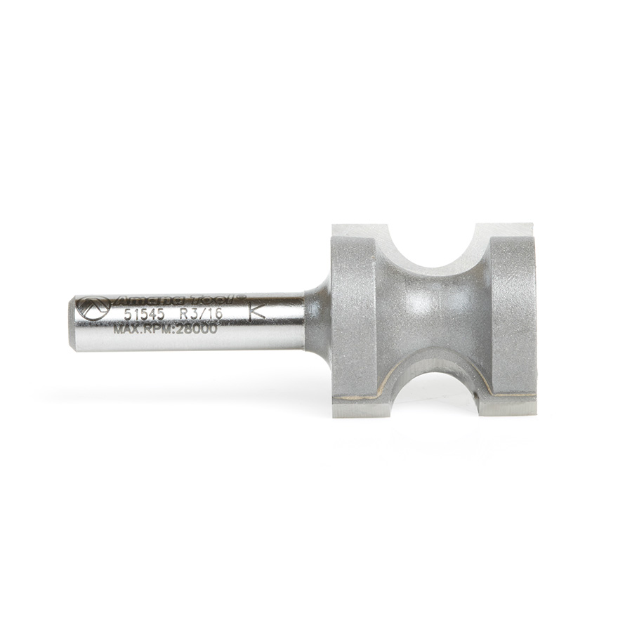 Amana 51545 Carbide Tipped Bullnose 3/16 Radius x 7/8 Dia x 7/8 x 1/4 Inch Shank